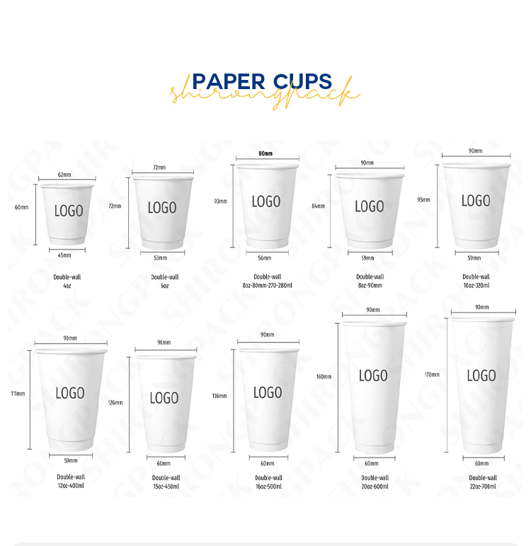 Eco-Friendly Custom Logo Disposable 8oz-16oz Green Flexo CMYK Paper Cups Double Wall Lid For Cafe Use Factory Wholesale Stamping