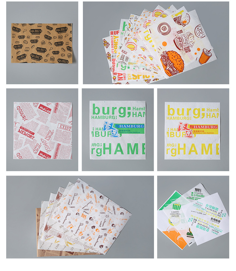 Food Grade Greaseproof Papers Oil-Proof Wrapping Wax Wrap Paper for BBQ Sandwich Hamburgers