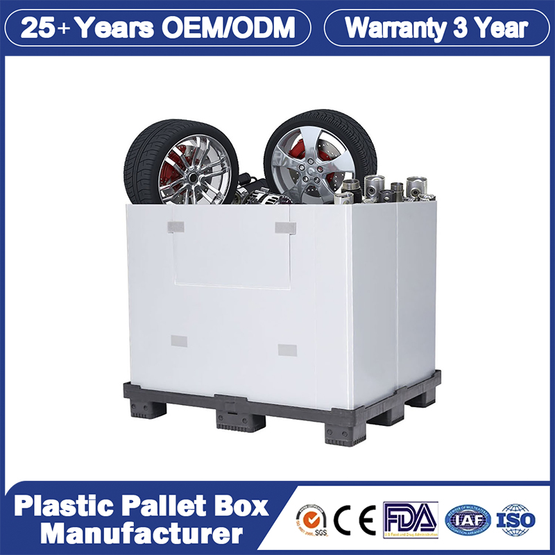 1200*1000*975mm/1200*1000*1000mm 3 Years Guarantee Customized PP Plastic Free Logo Printing Folding Collapsible Pallet Box Container for Machinery Industry