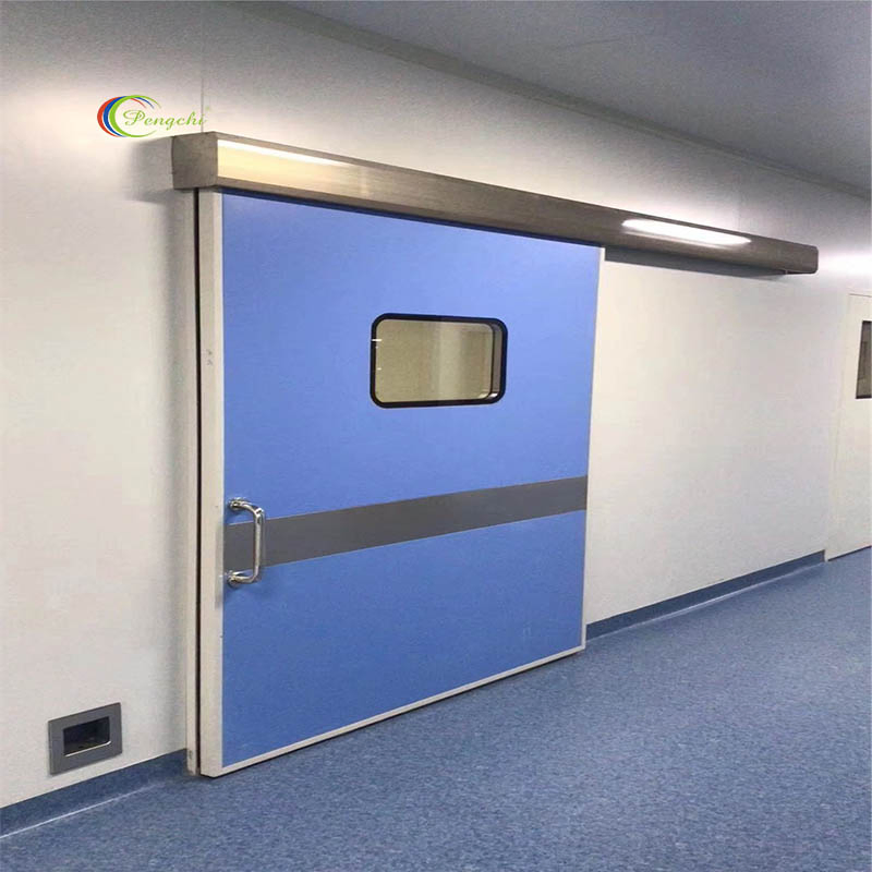 Porta deslizante automática de metal aço resistente ao fogo, à prova de mofo e durável, acionada por energia, para móveis hospitalares com CE