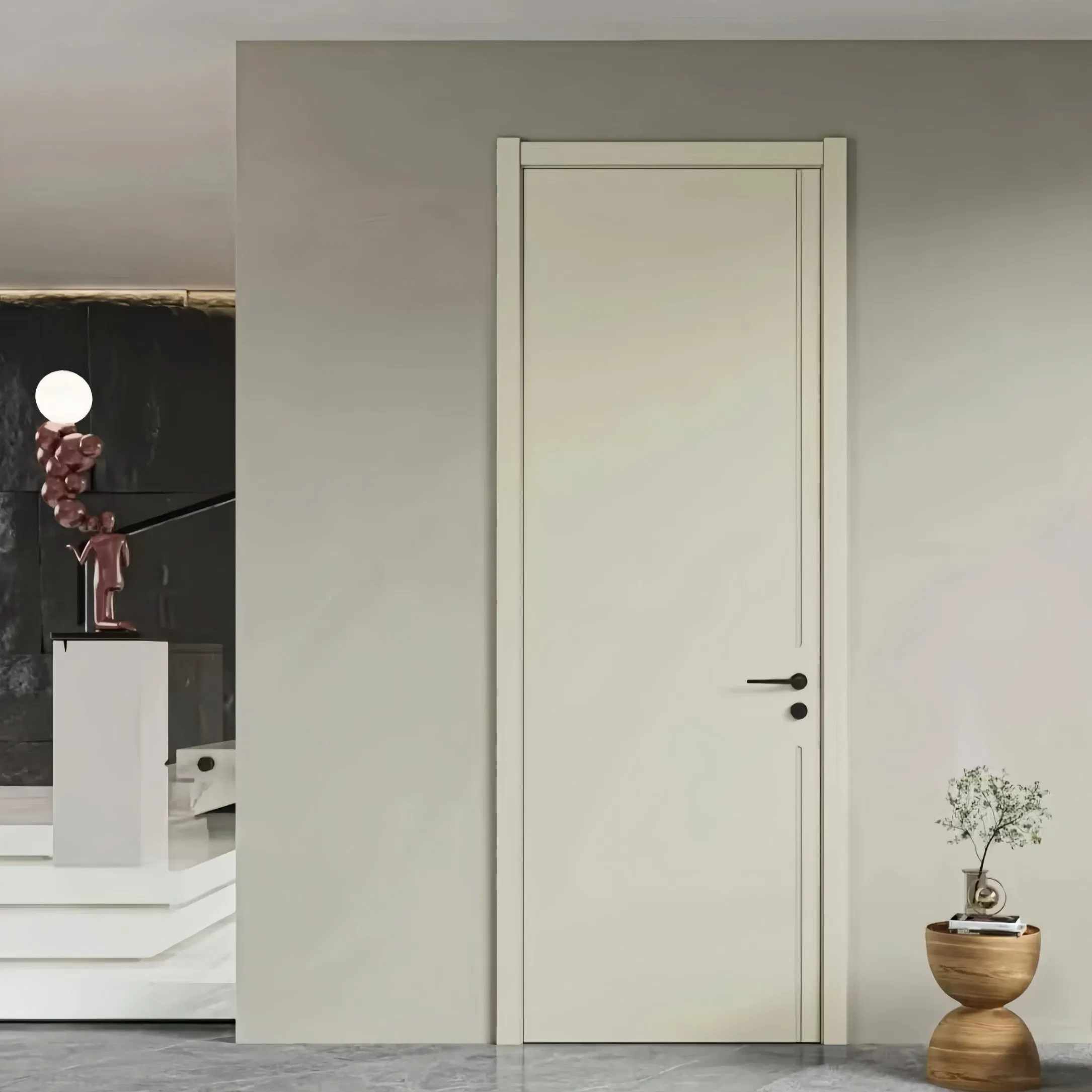 Porta Composta de Madeira Sólida Cozinha PVC MDF Madeira Interior Banheiro Personalizada Quarto Deslizante Vidro Francesa Design de Porta em Compensado