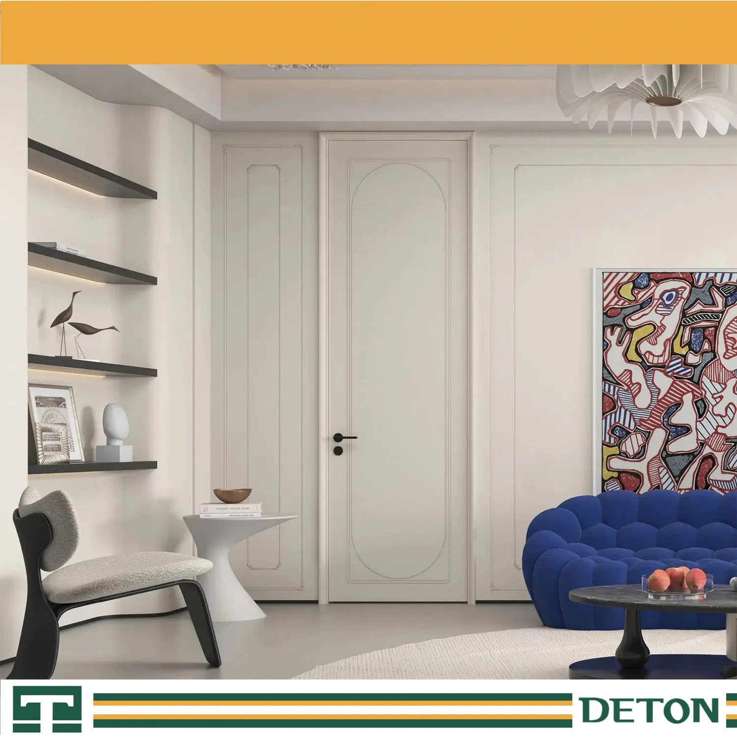 Porta de Pátio Francesa Interior Sólida de Madeira em MDF PVC para Quarto, Painel Moderno de Madeira Maciça à Venda, Isolamento Acústico para Casa