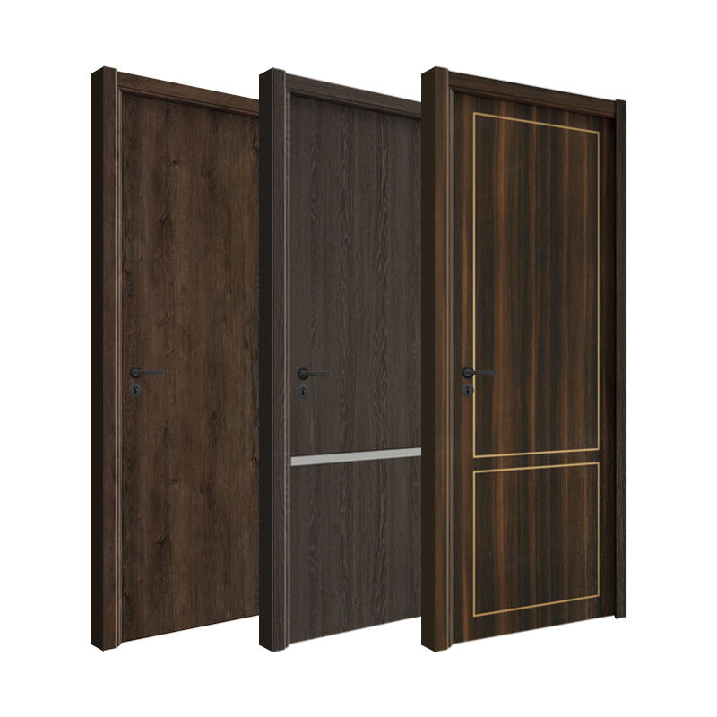 Porta interna de madeira MDF composta para quarto, porta de madeira WPC para casa