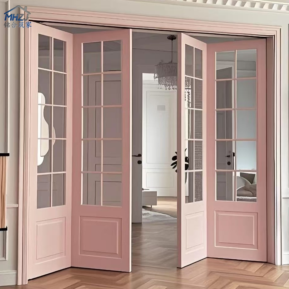 Porta Bi-Fold de Vidro com Grade Francesa em Composto Premium de Luxo, PVC, MDF e WPC