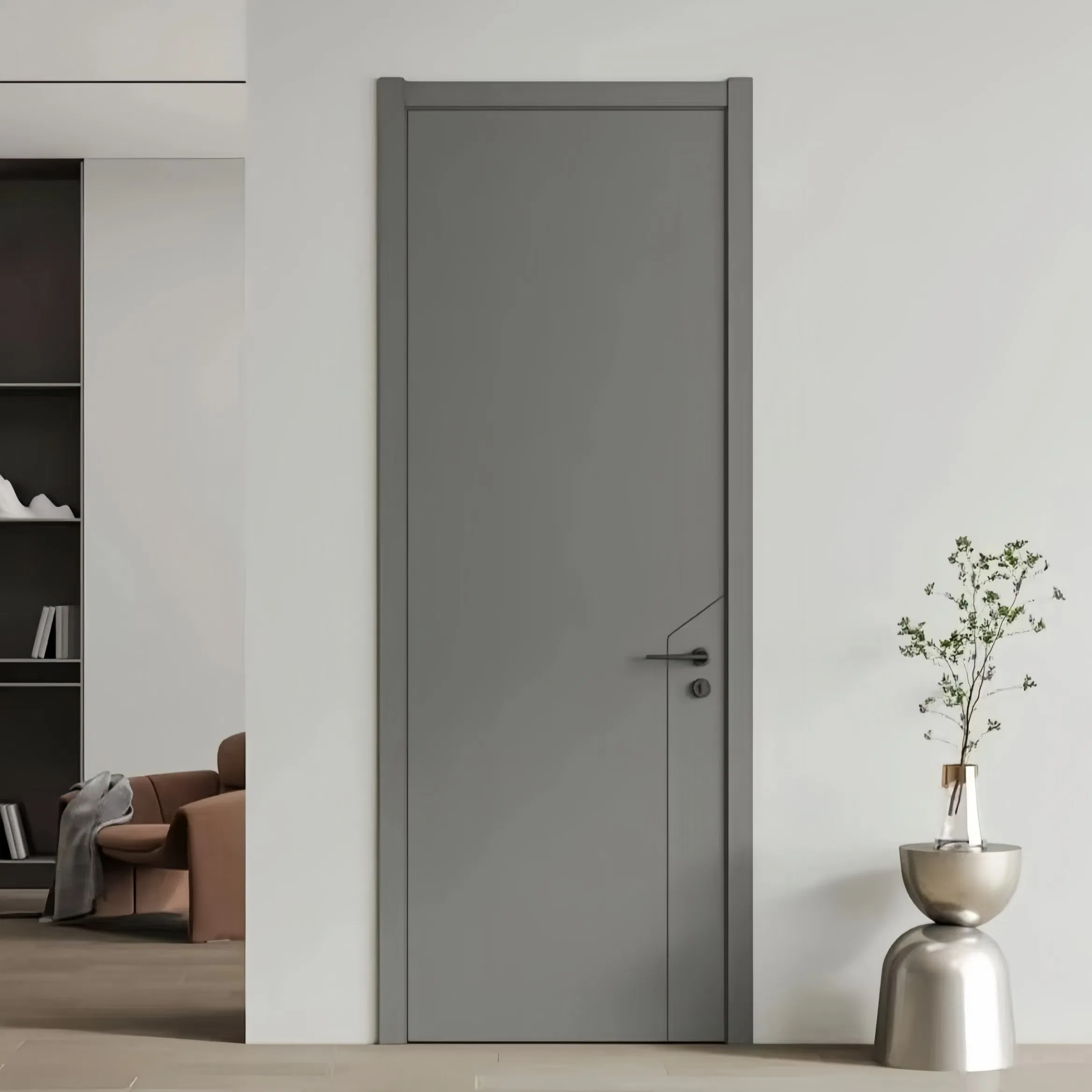 Porta Composta de Madeira Sólida Cozinha PVC MDF Madeira Interior Banheiro Personalizada Quarto Deslizante Vidro Francesa Design de Porta em Compensado