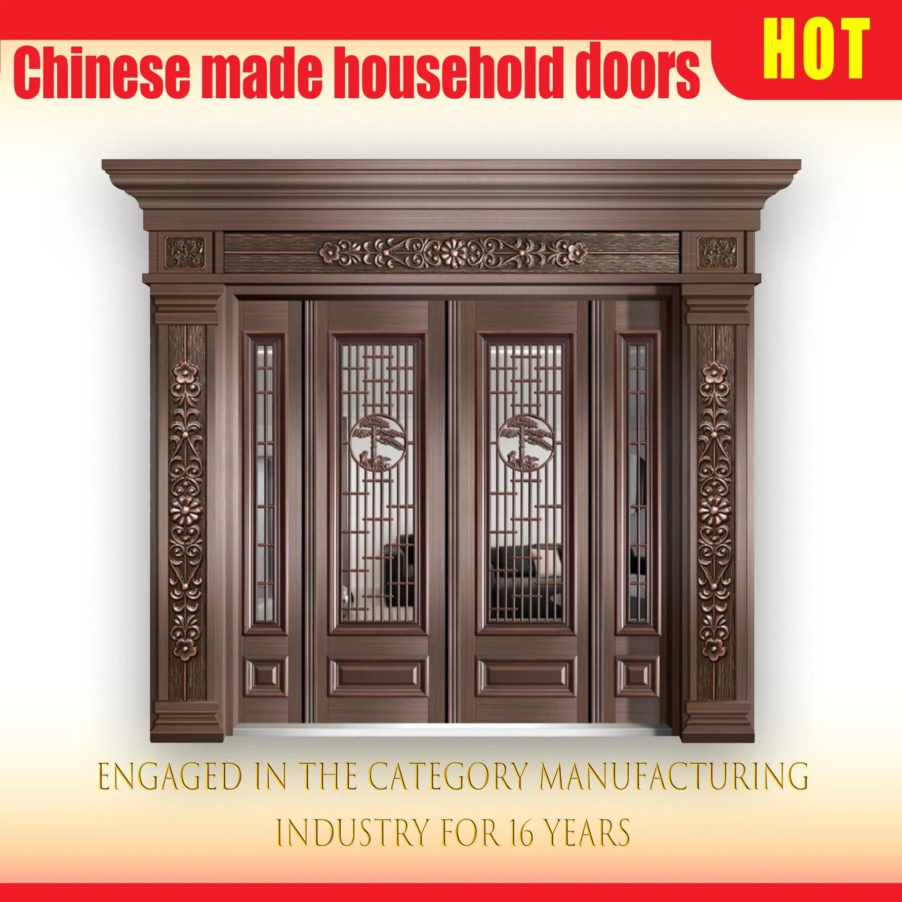 Porta de Entrada Frontal de Metal para Jardim Residencial de Segurança Moderna em Aço e Alumínio de Guangdong