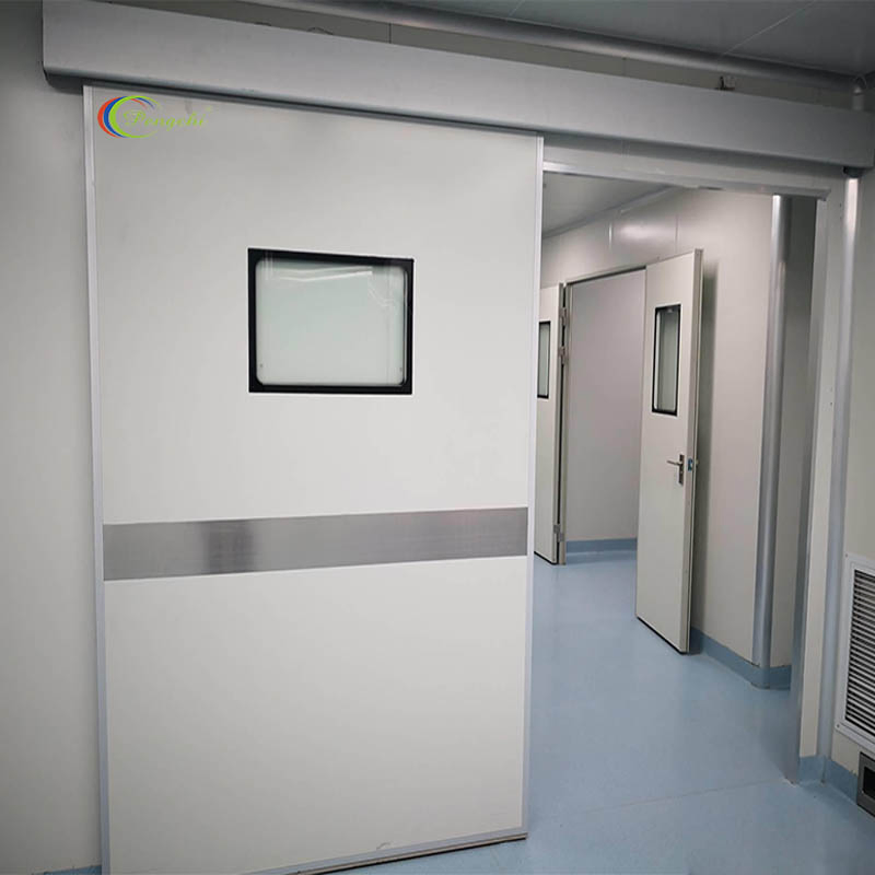 Porta deslizante automática de metal aço resistente ao fogo, à prova de mofo e durável, acionada por energia, para móveis hospitalares com CE