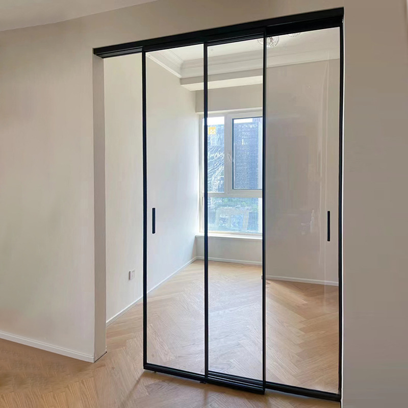 Porta deslizante de alumínio com quebra térmica moderna para residências, vidro temperado duplo e triplo