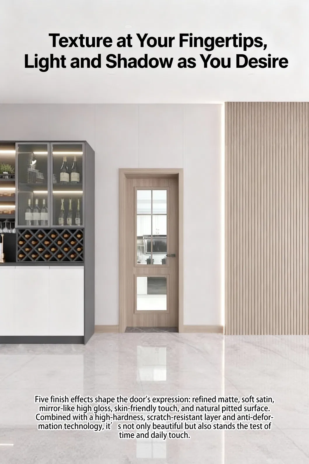 Porta HPL com Filme de PVC Acabamento Satin Estilo Creme Francês Armazenamento Multifuncional Design Livre