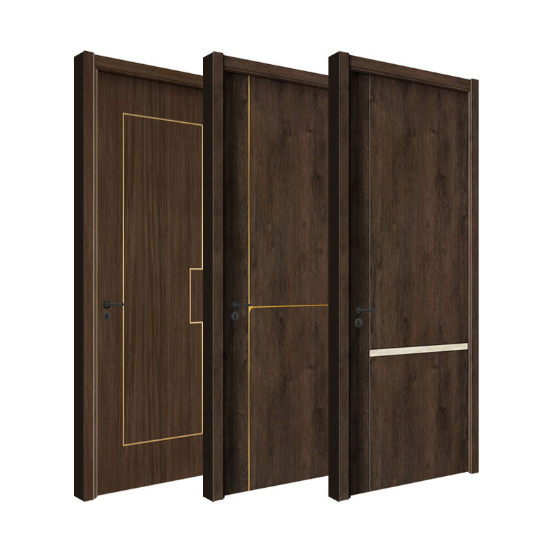 Porta interna de madeira MDF composta para quarto, porta de madeira WPC para casa