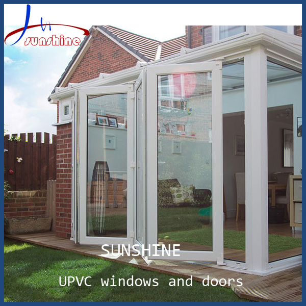 Portas de Bifolding Deslizantes Francesas Exteriores em UPVC/PVC com Vidro