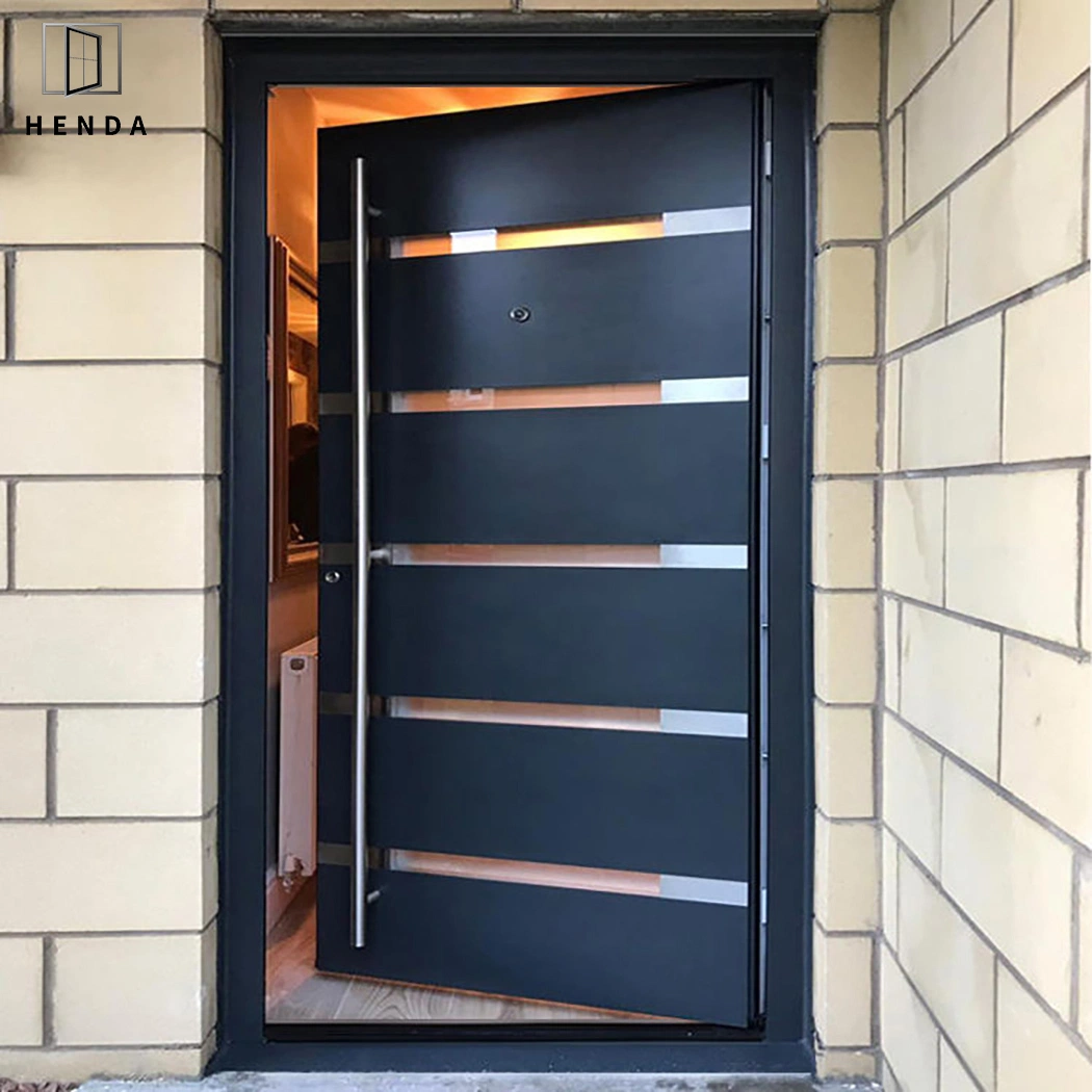 Preço de Atacado Alumínio Moderno Principal Portão de Ferro Forjado Duplo Simples Garagem Deslizante Vidro Segurança Frontal Metal Interior Exterior Pivotante Entrada Acesso Porta de Aço