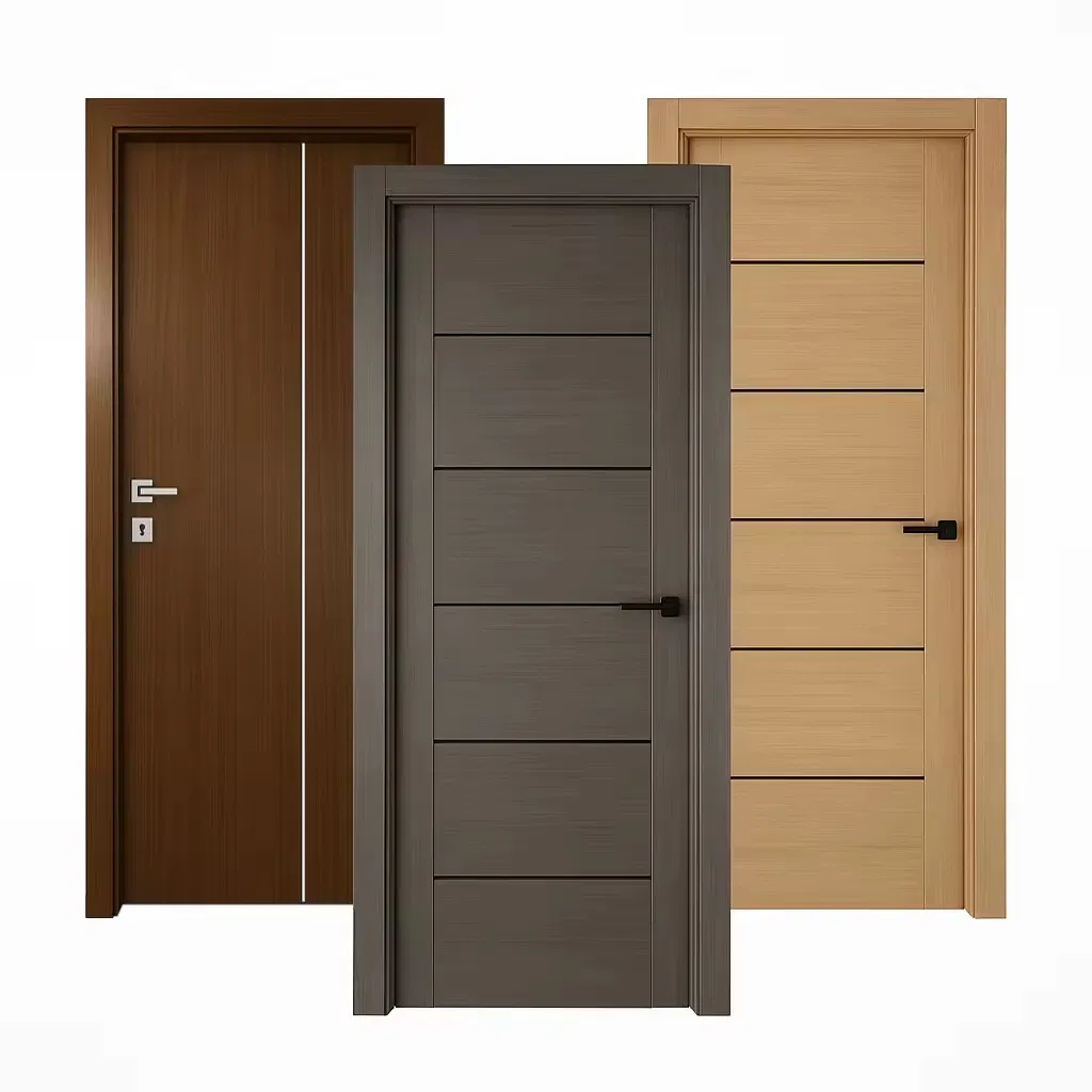 Porta de Madeira Sólida de Design Moderno para Interior, Porta de Entrada Composta para Casa, Porta Principal de Teak de Segurança, Porta Pivotante Classificada para Fogo, Venda por Atacado