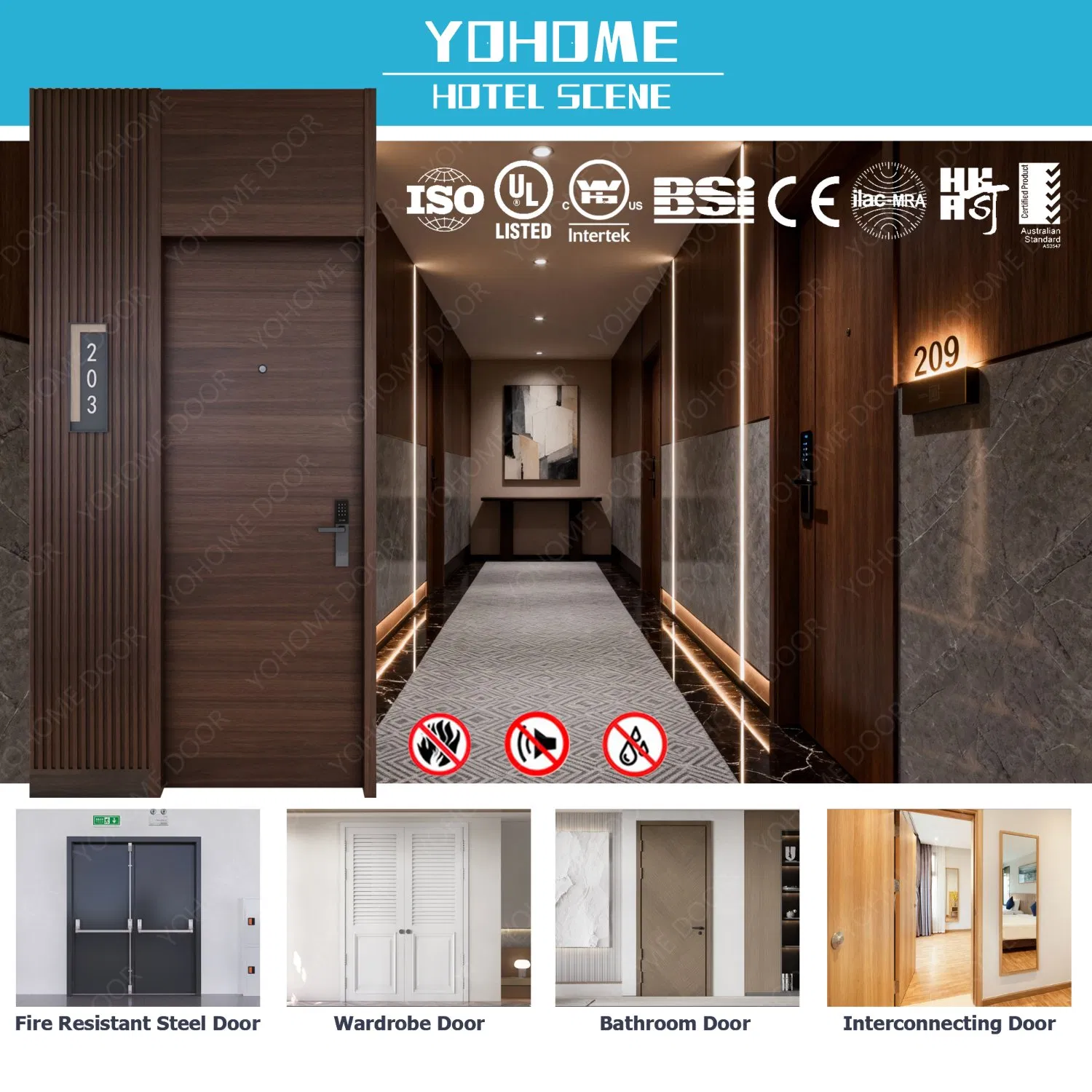 Fábrica de Portas de Madeira Contra Fogo de Alta Qualidade na China, Portas de Madeira Contra Fogo Personalizadas para Escolas, Apartamentos, Hospitais, Quartos de Hotel, Portas de Madeira Resistente ao Fogo