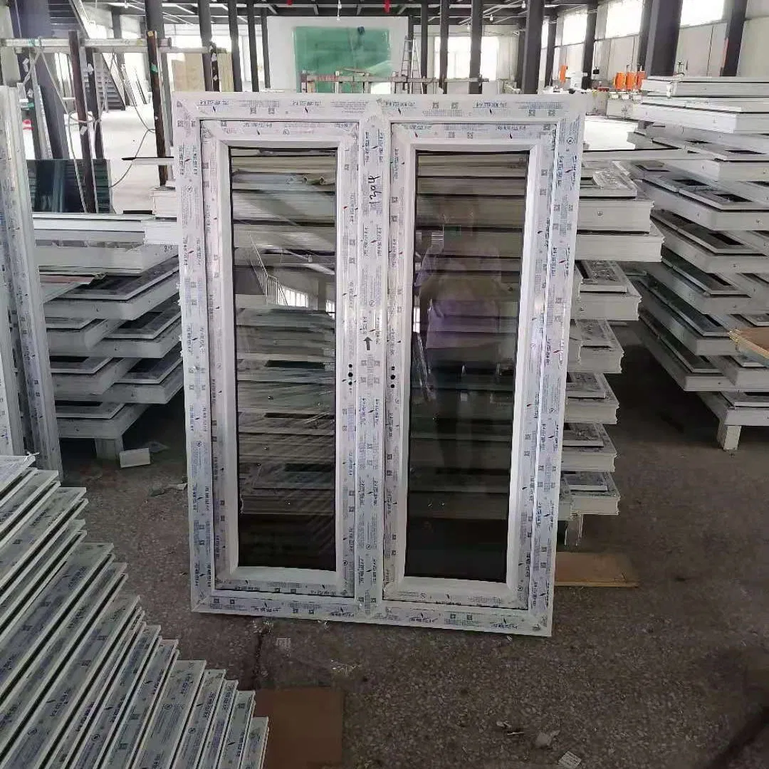 Janelas e portas de vidro duplo com awning silencioso personalizado em PVC/UPVC para casa