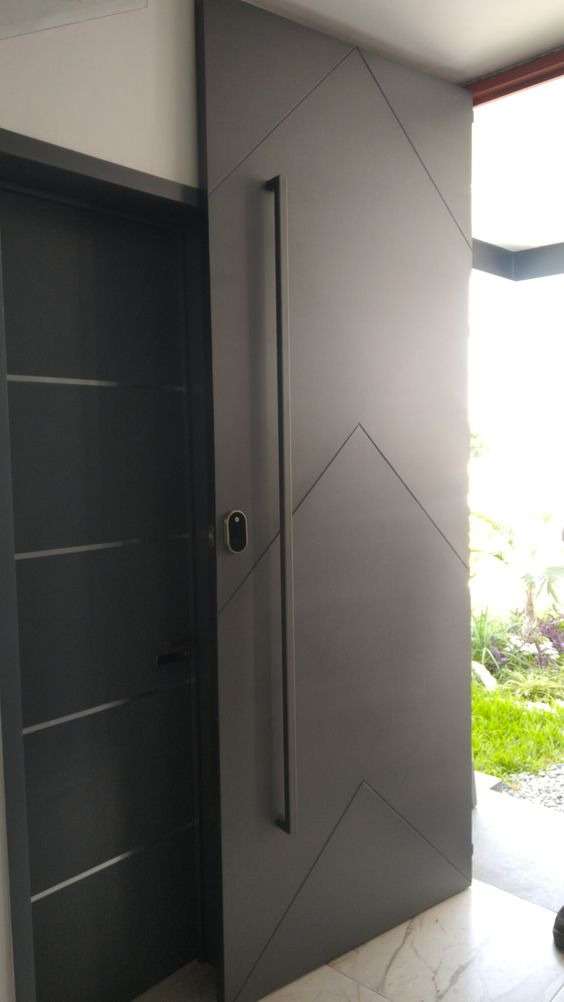 Portas de Entrada Artísticas Personalizadas Exteriores de Alumínio Metálico em Aço Inoxidável Blindado Modernas com Pivot de Segurança