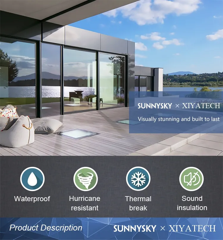 Portas e Janelas Bifolds à Prova d'Água em Estilo Moderno Americano em Alumínio com Vidro para Varanda, Porta de Correr e Dobrável