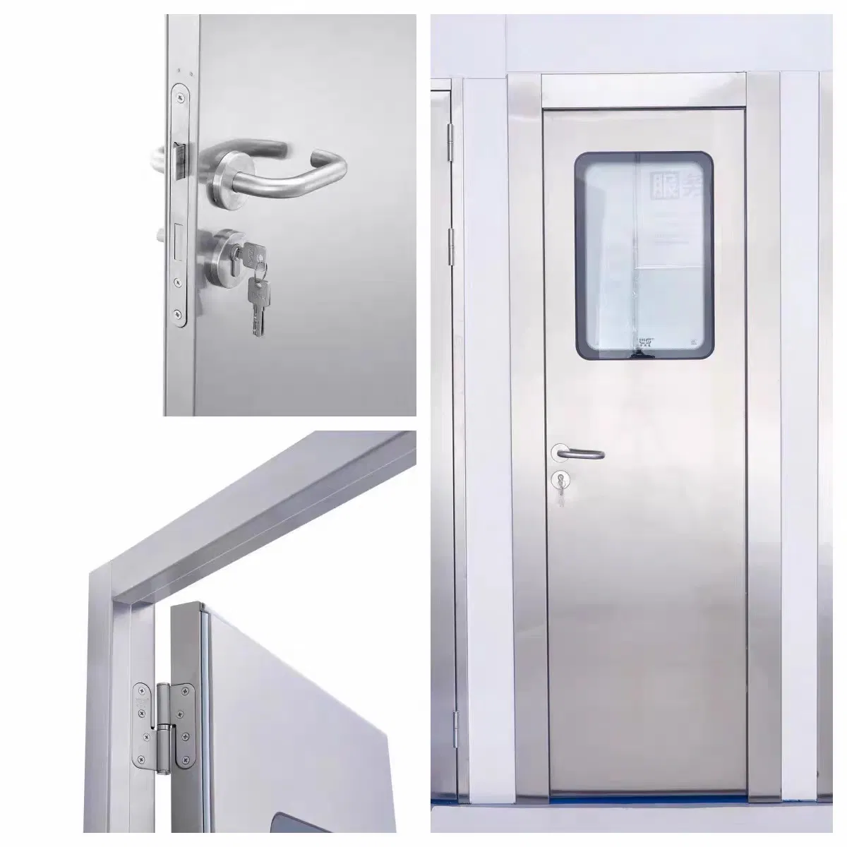 Porta de Balanço Anticolisão em Aço Inoxidável para Oficina de Produção Alimentar Limpa
