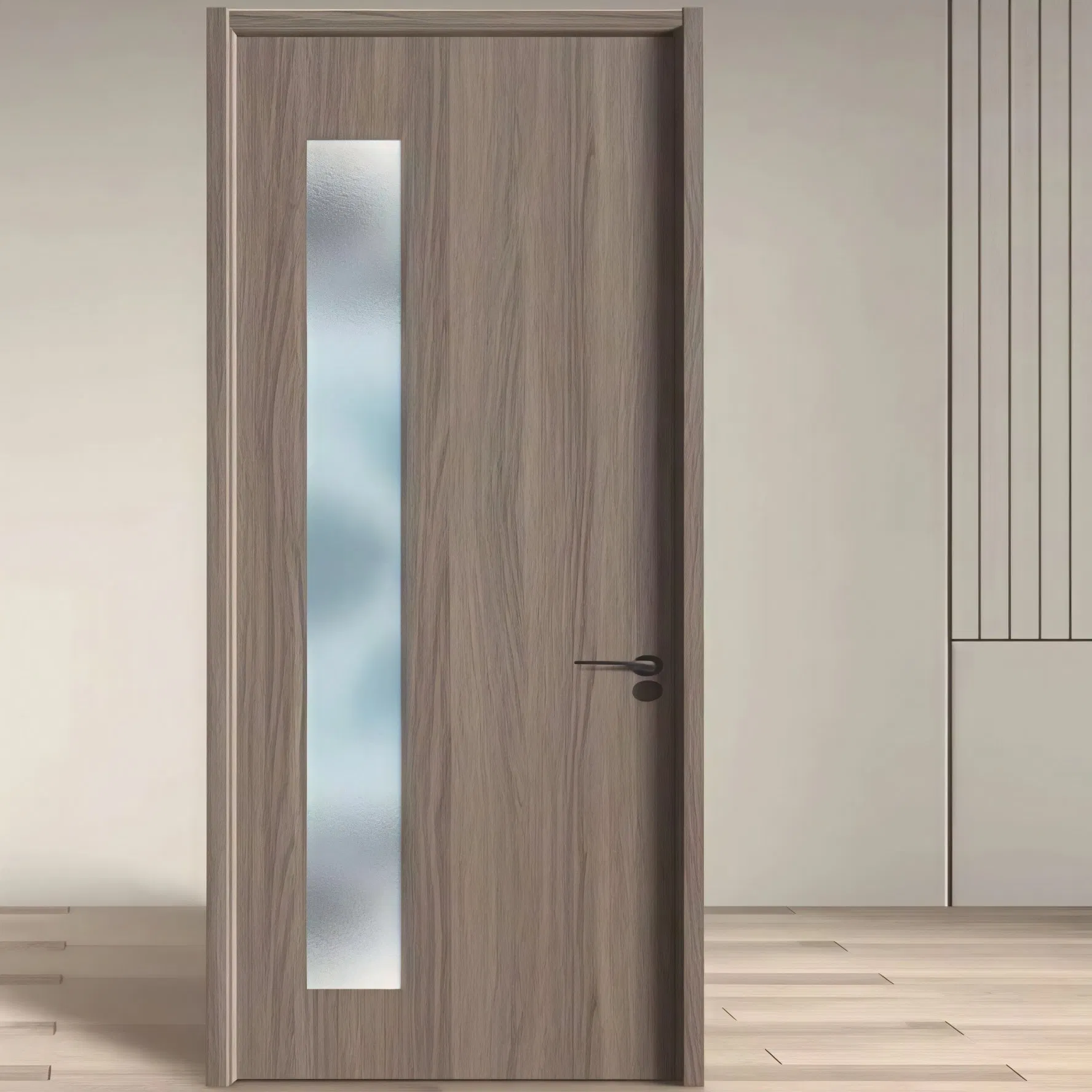 Porta de Segurança de Entrada em Aço para Casa, Porta Deslizante em PVC Turco, Porta de Madeira Simples Moderna Francesa Minimalista em Madeira Sólida com Ferragens