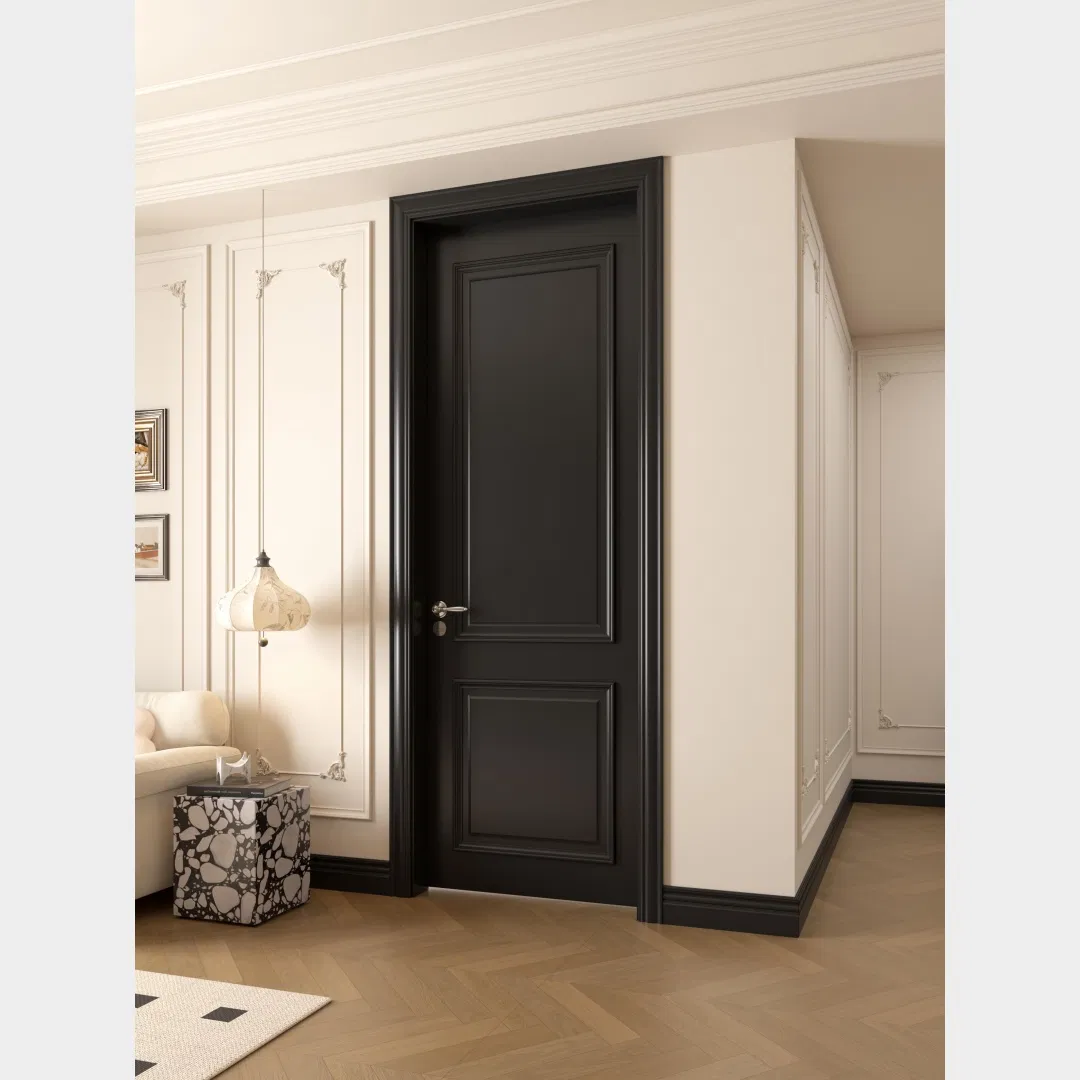 Porta de Painel de Madeira MDF Interior Principal Composto para Quarto Sólido Moderno Estilo Francês Flush de Quadro Luxuoso em Mogno à Prova de Som Natural Personalizada e Impermeável Preço