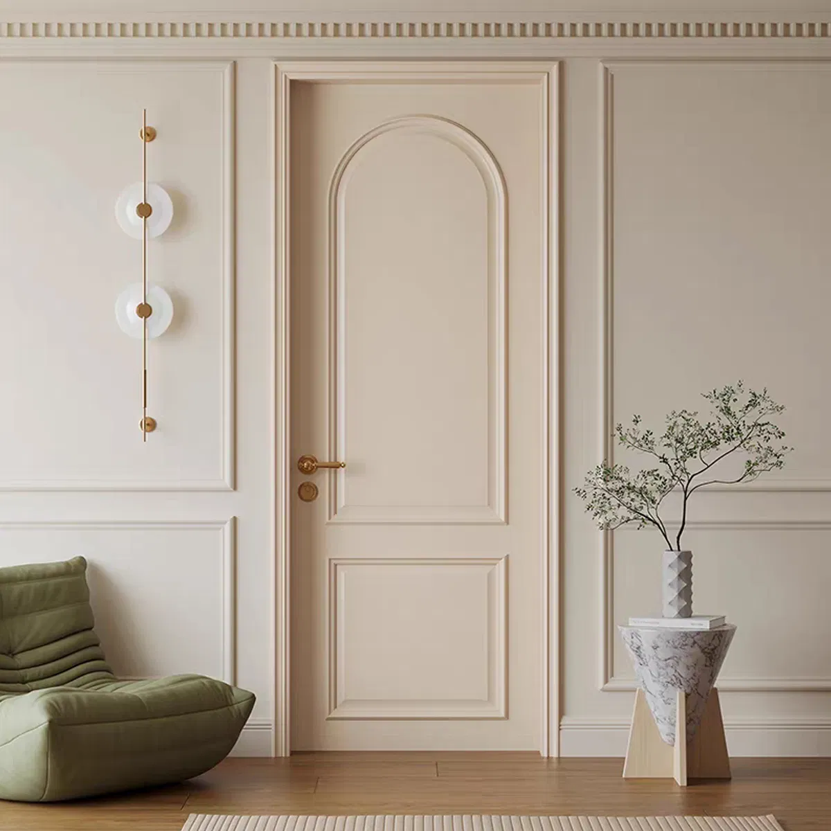Porta de Interior de Madeira Estilo Francês em PVC, Porta de Madeira Sólida de Entrada para Casa, Hotel e Aplicações em Projetos