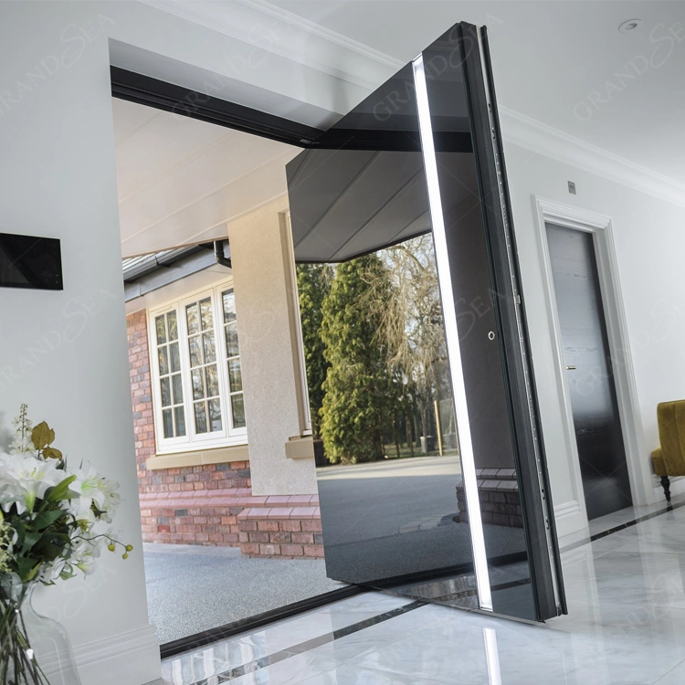 Novo Design Casa Personalizada Luxuosa Vila Entrada Principal Entrada Frontal Porta Pivotante Moderna de Metal Aço Inoxidável
