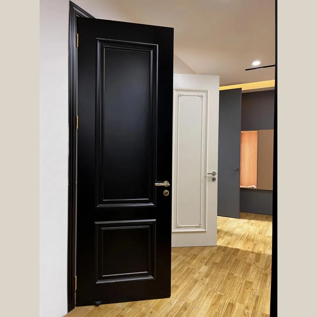 Portas de WPC laminadas em PVC preto, modernas, à prova d'água, para interiores de quartos em casas