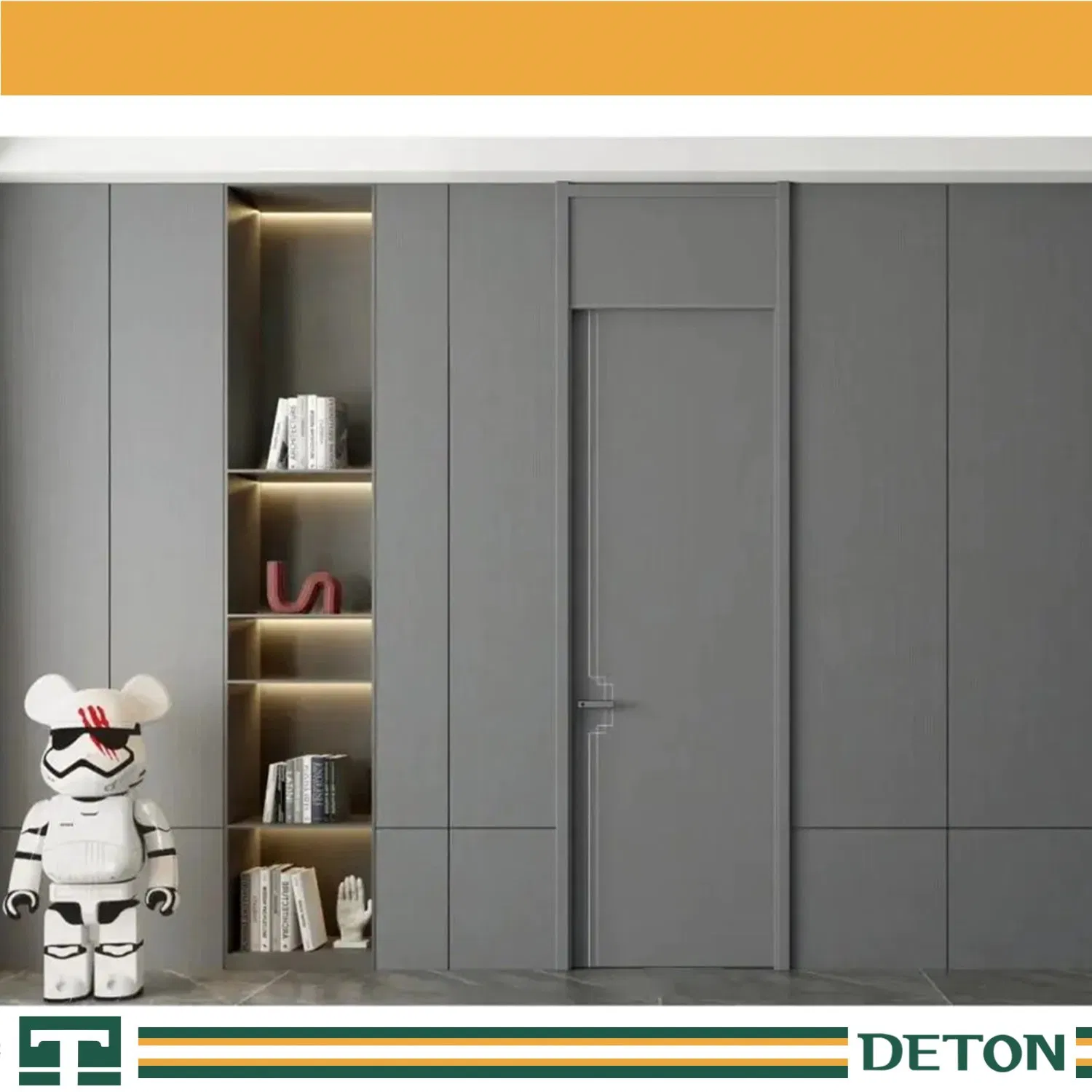 Porta de Pátio Francesa Interior Sólida de Madeira em MDF PVC para Quarto, Painel Moderno de Madeira Maciça à Venda, Isolamento Acústico para Casa