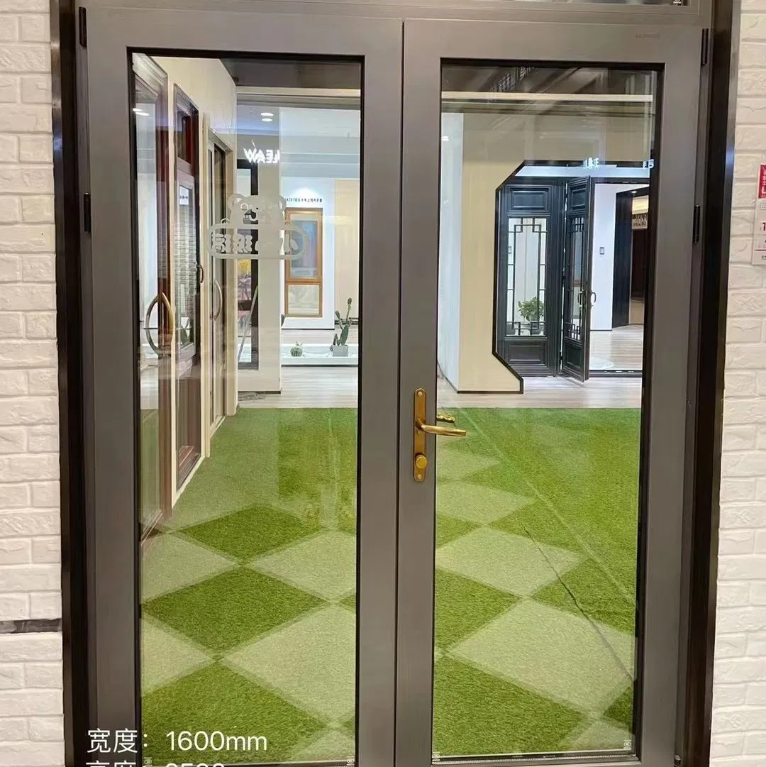 Porta de vidro de alumínio personalizada para exterior com design curvo, vidro duplo temperado para entrada de casa, apartamento ou loja