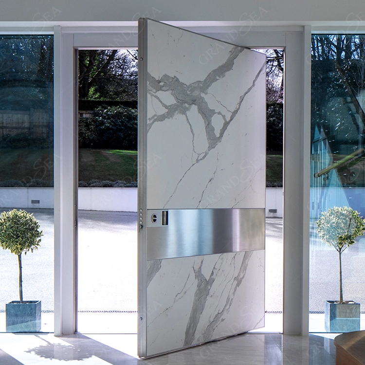 Novo Design Casa Personalizada Luxuosa Vila Entrada Principal Entrada Frontal Porta Pivotante Moderna de Metal Aço Inoxidável