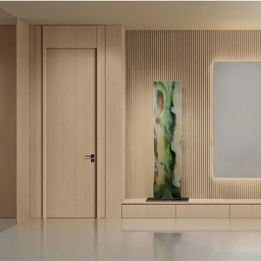 Porta de Madeira MDF com Revestimento Interior em Cor Noz Moderna, Design de Porta Sólida em Compósito para Hotel, Escola, Hospital, Apartamento