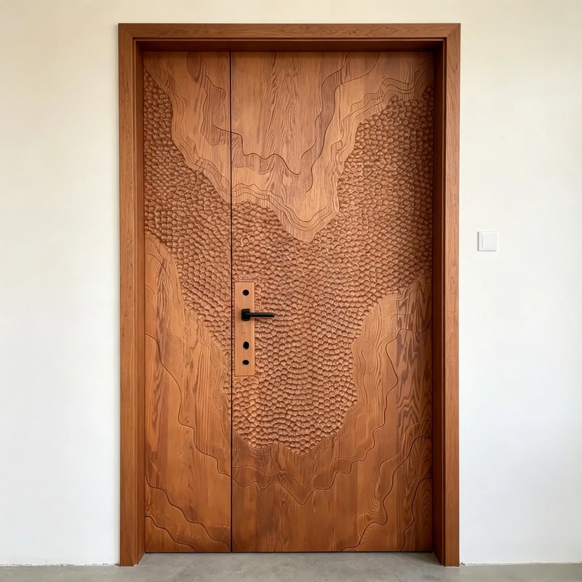 Preço de Fábrica Porta de Textura de Madeira em WPC PVC, Moderna Americana, Francesa, Nórdica, para Hotel, Apartamento, Residência, Vila, Acústica, Resistente ao Fogo e à Umidade