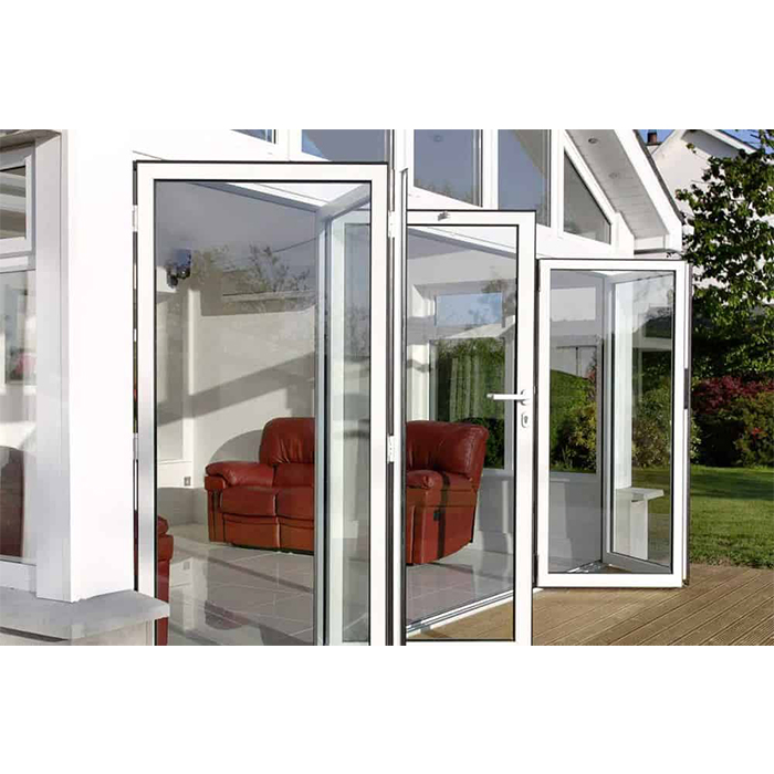 Preço Comercial Acordeão Certificado Portão Decorativo Portas de Plástico Estrutura de Alumínio Porta de Pátio Bi-Fold