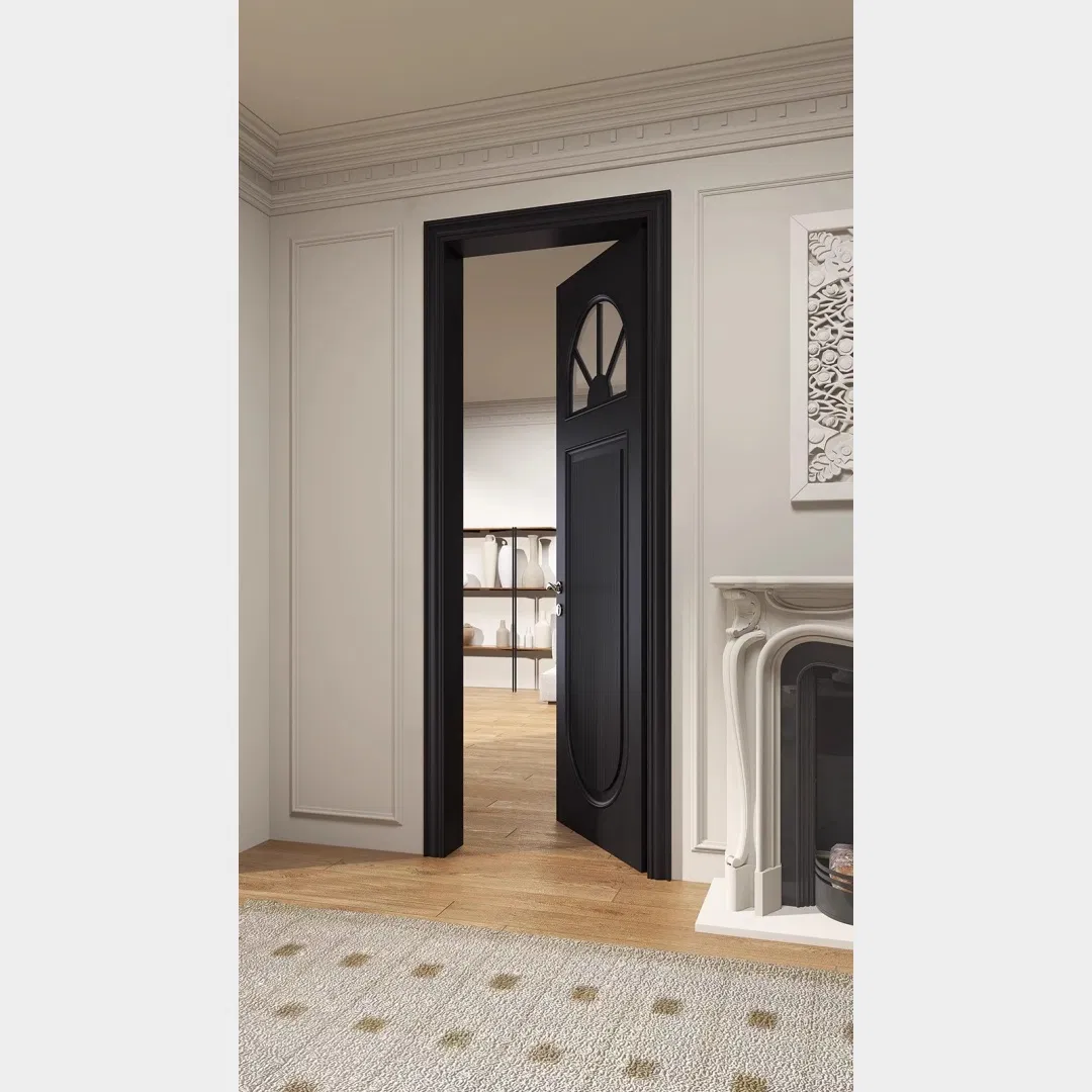 Porta de Painel de Madeira MDF Interior Principal Composto para Quarto Sólido Moderno Estilo Francês Flush de Quadro Luxuoso em Mogno à Prova de Som Natural Personalizada e Impermeável Preço