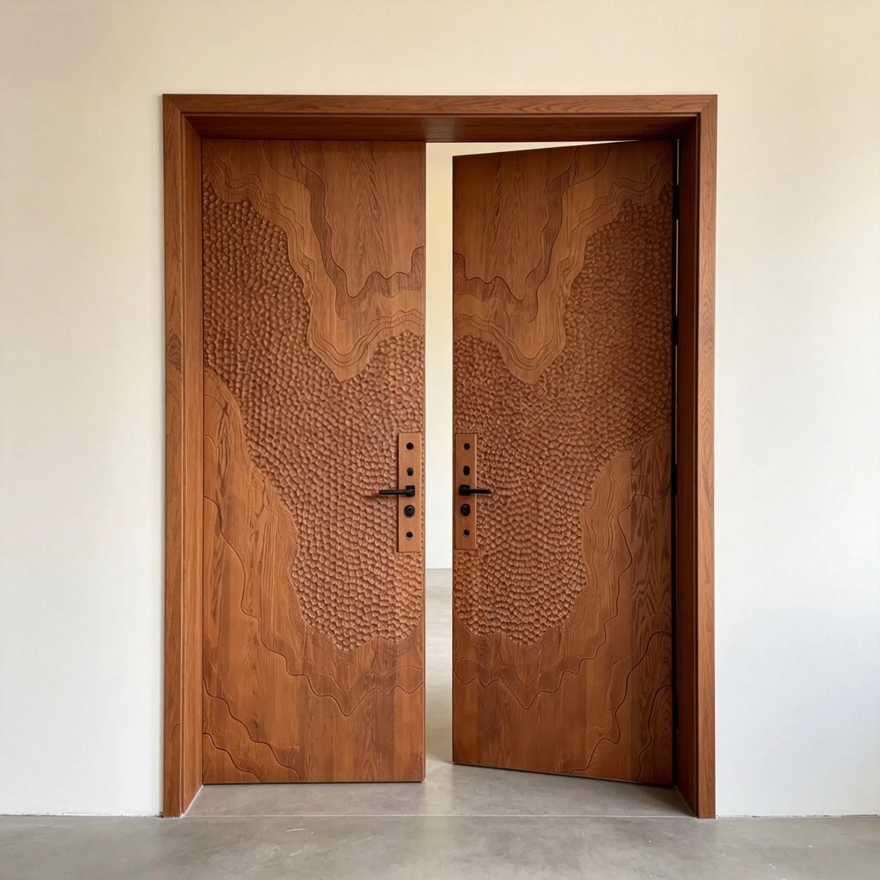 Preço de Fábrica Porta de Textura de Madeira em WPC PVC, Moderna Americana, Francesa, Nórdica, para Hotel, Apartamento, Residência, Vila, Acústica, Resistente ao Fogo e à Umidade