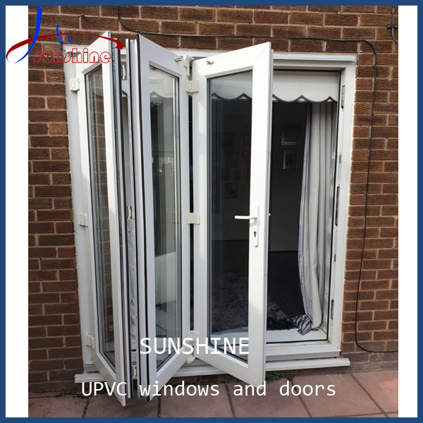 Portas de Bifolding Deslizantes Francesas Exteriores em UPVC/PVC com Vidro