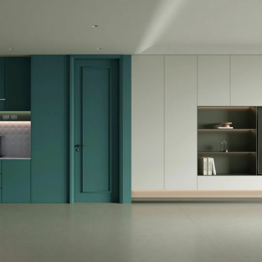 Porta HPL com Filme de PVC Acabamento Satin Estilo Creme Francês Armazenamento Multifuncional Design Livre