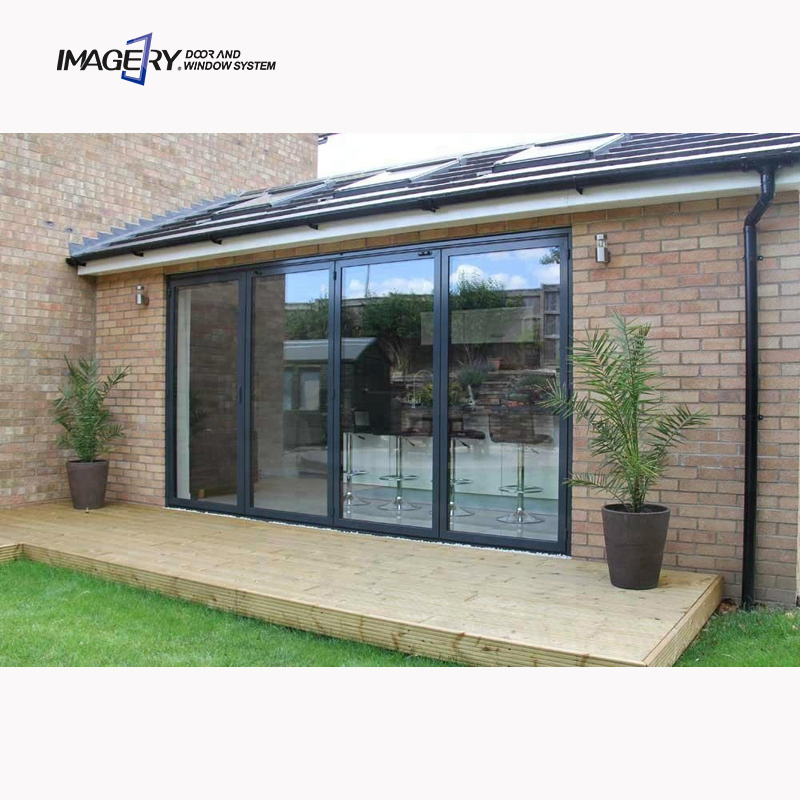 Porta Bifold de Vidro de Alumínio com Quebra Térmica, Eficiente em Energia, para Uso Comercial em Pátio, de Alta Resistência