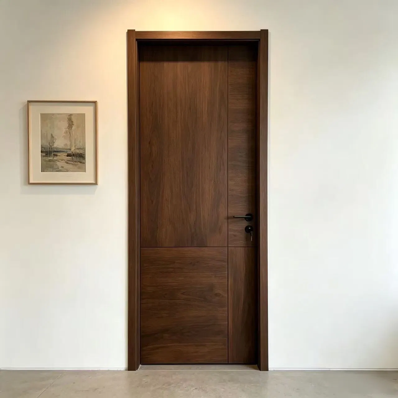 Porta de Entrada Sólida em Madeira à Prova de Som e Água para Casa, Vila, Apartamento, Quarto Interno, Segurança Interna, WPC, PVC, Interior em Madeira de Noz, Carvalho Vermelho, Teak, Cerejeira, Folheado