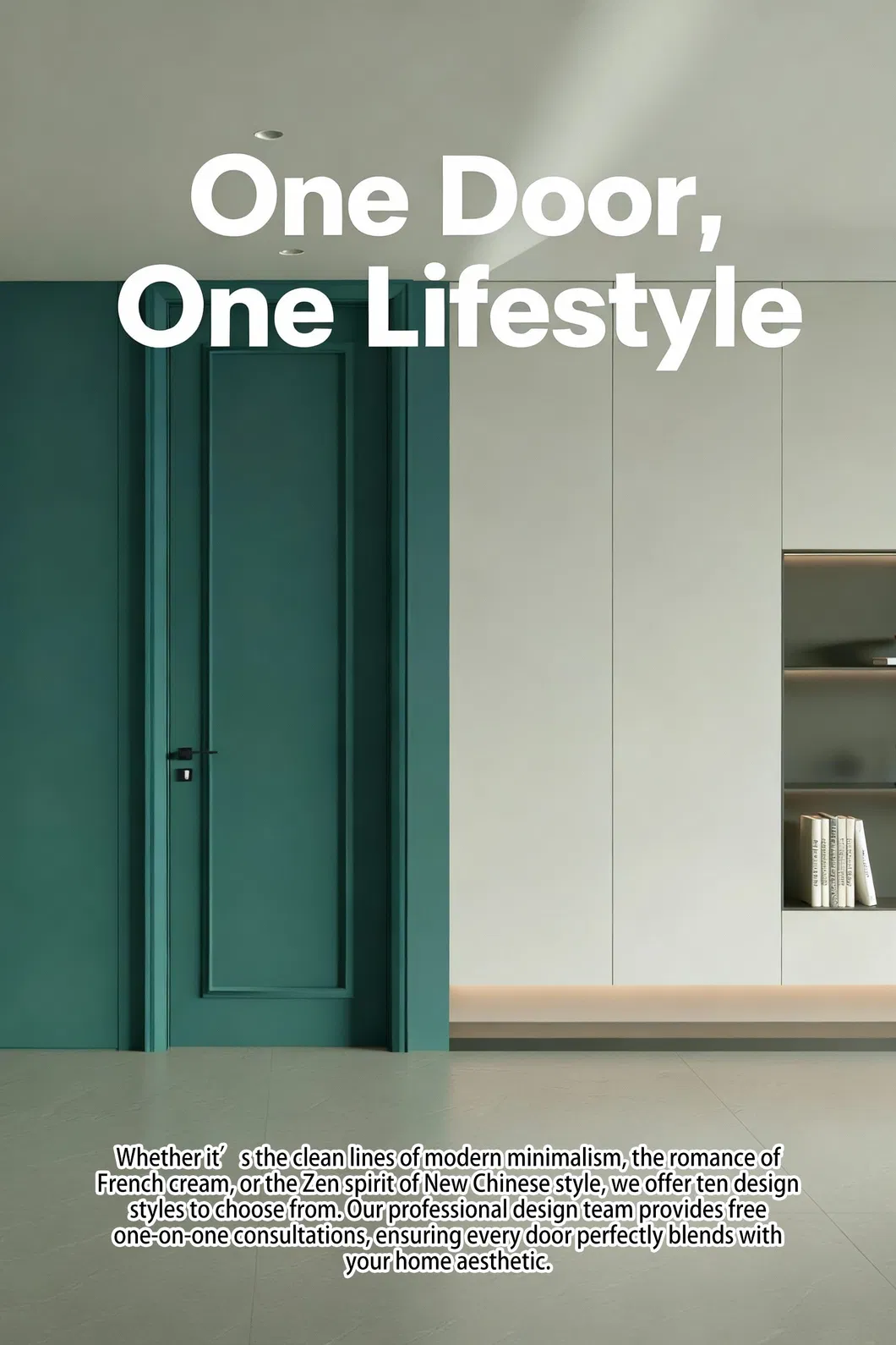Porta HPL com Filme de PVC Acabamento Satin Estilo Creme Francês Armazenamento Multifuncional Design Livre