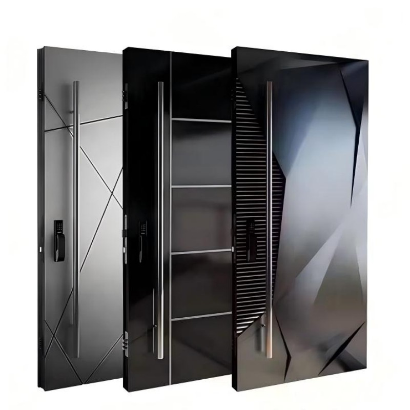 Porta de Segurança Blindada com Fechadura Inteligente de Alumínio em Painel de Aço Elegante com Estrutura de Colmeia para Casa