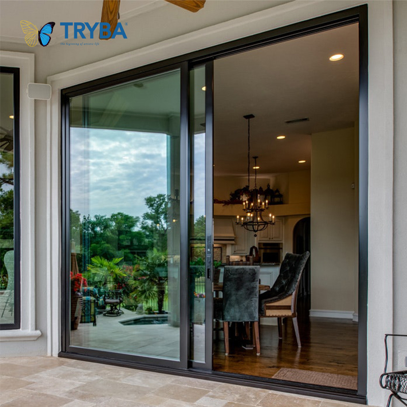 Portão de Entrada Duplo Vidro Certificado Nafs Segurança Design Exterior Vidro Ferragens Americanas PVC UPVC Vinil Porta Deslizante e Elevatória para Varanda Sala de Estar