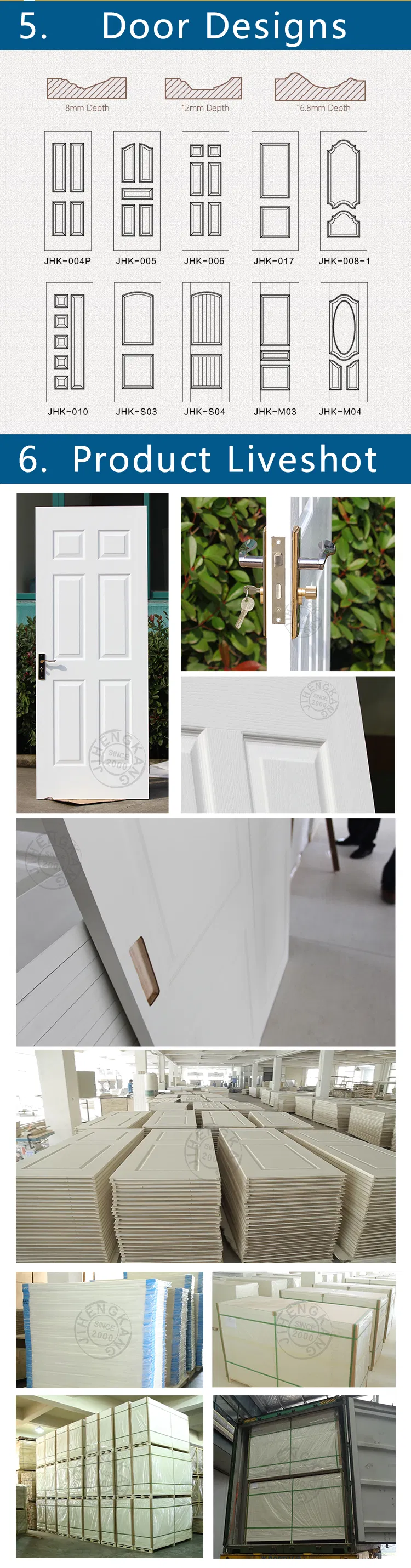 Porta de Madeira Sólida Oca Branca para Interior