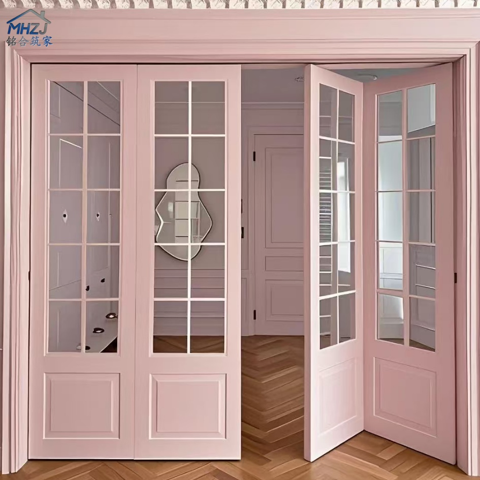 Porta Bi-Fold de Vidro com Grade Francesa em Composto Premium de Luxo, PVC, MDF e WPC