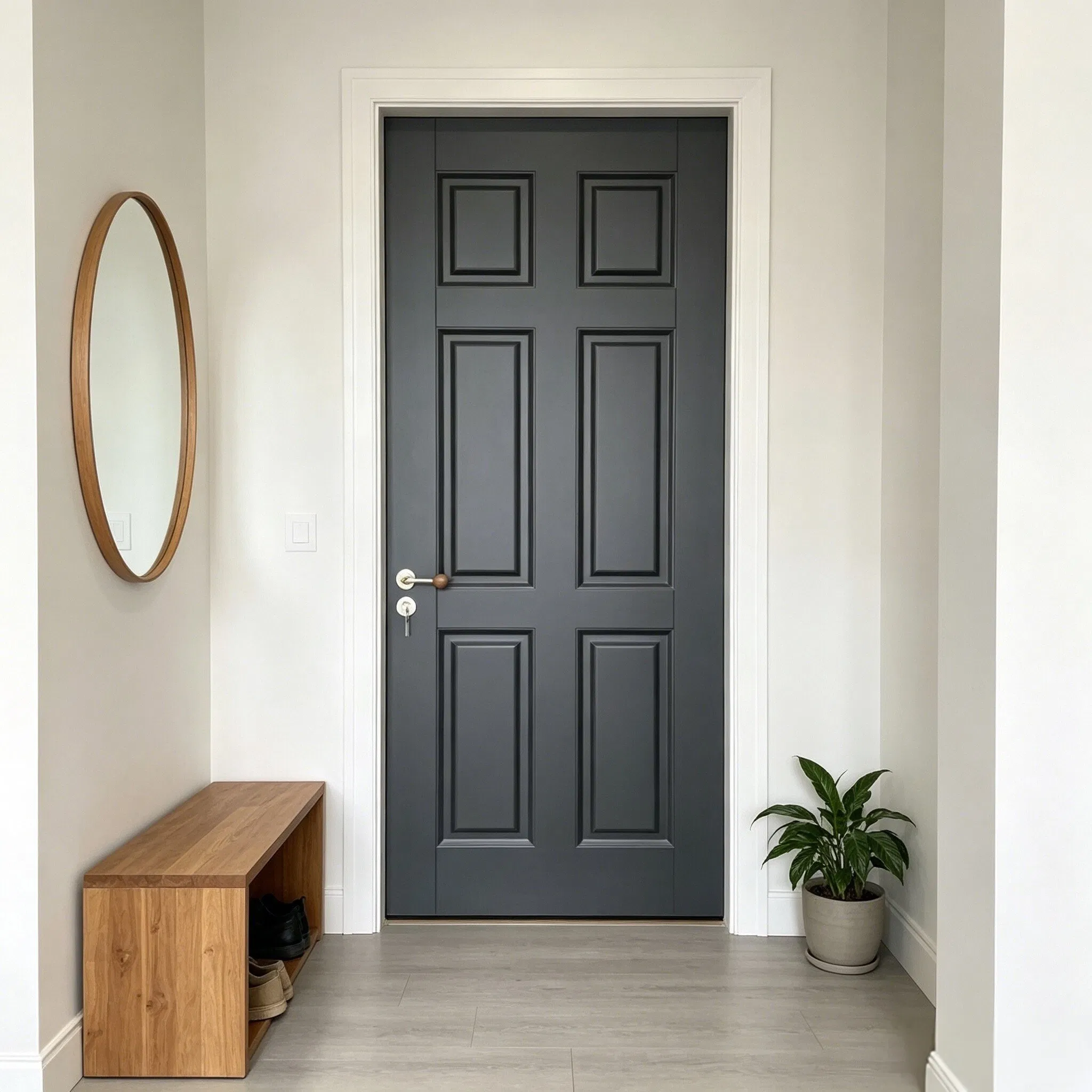 Porta de Entrada em Madeira Sólida à Prova d'Água, à Prova de Fogo, à Prova de Som para Hotel, Escola, Apartamento, Garagem, Aço, Exterior, Interior, Quarto, Casa, Folheado de Madeira