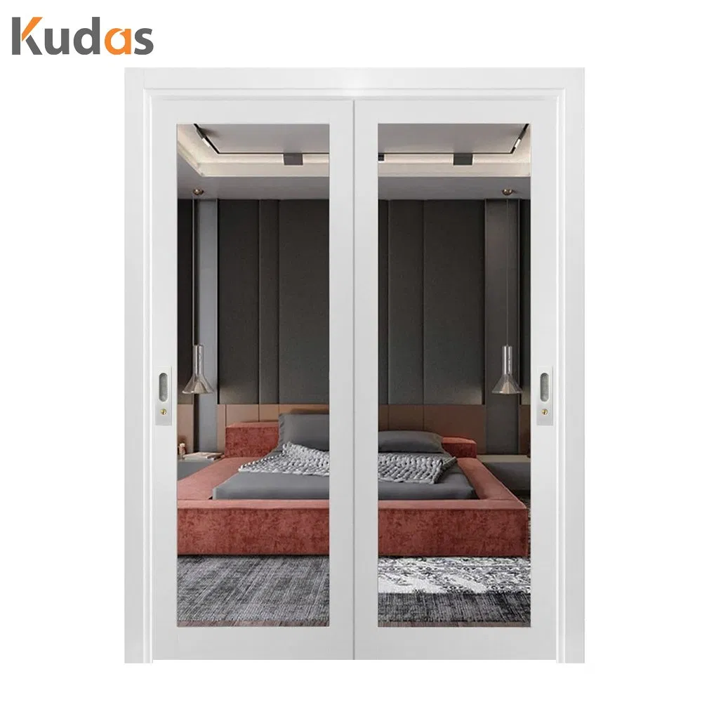Porta de vidro exterior de duas folhas em estilo francês, porta de PVC para interiores, portas de madeira