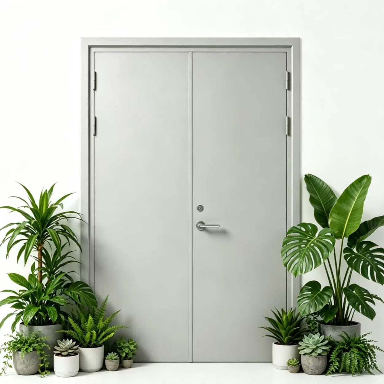 Porta de Aço Resistente ao Fogo Moderna com Vidro de Visão Clara para Projeto Comercial de Hotel e Edifício de Escritórios