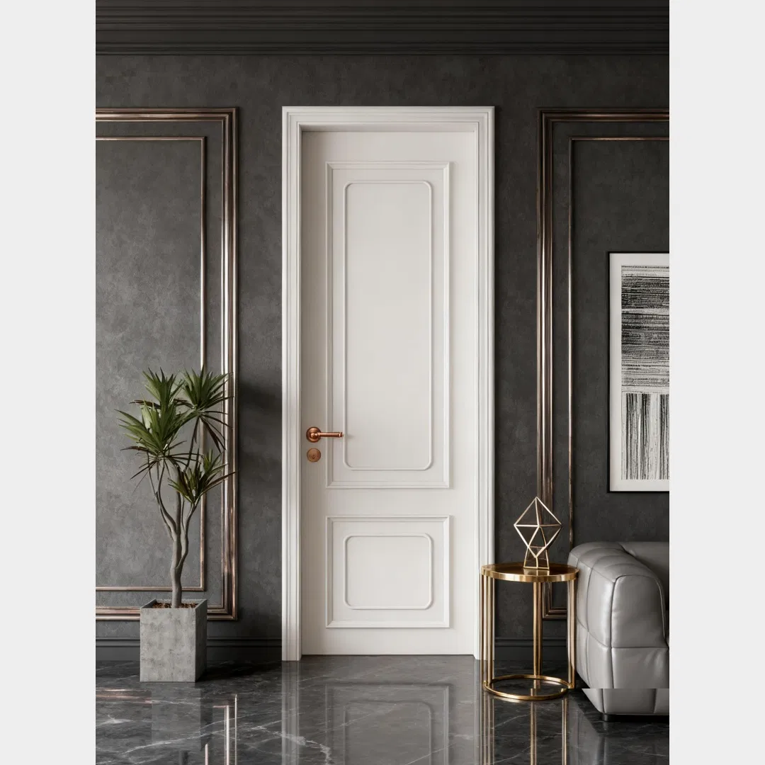 Porta de Painel de Madeira MDF Interior Principal Composto para Quarto Sólido Moderno Estilo Francês Flush de Quadro Luxuoso em Mogno à Prova de Som Natural Personalizada e Impermeável Preço