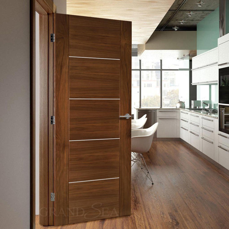 Portas internas modernas personalizadas sem moldura para quartos em madeira composta