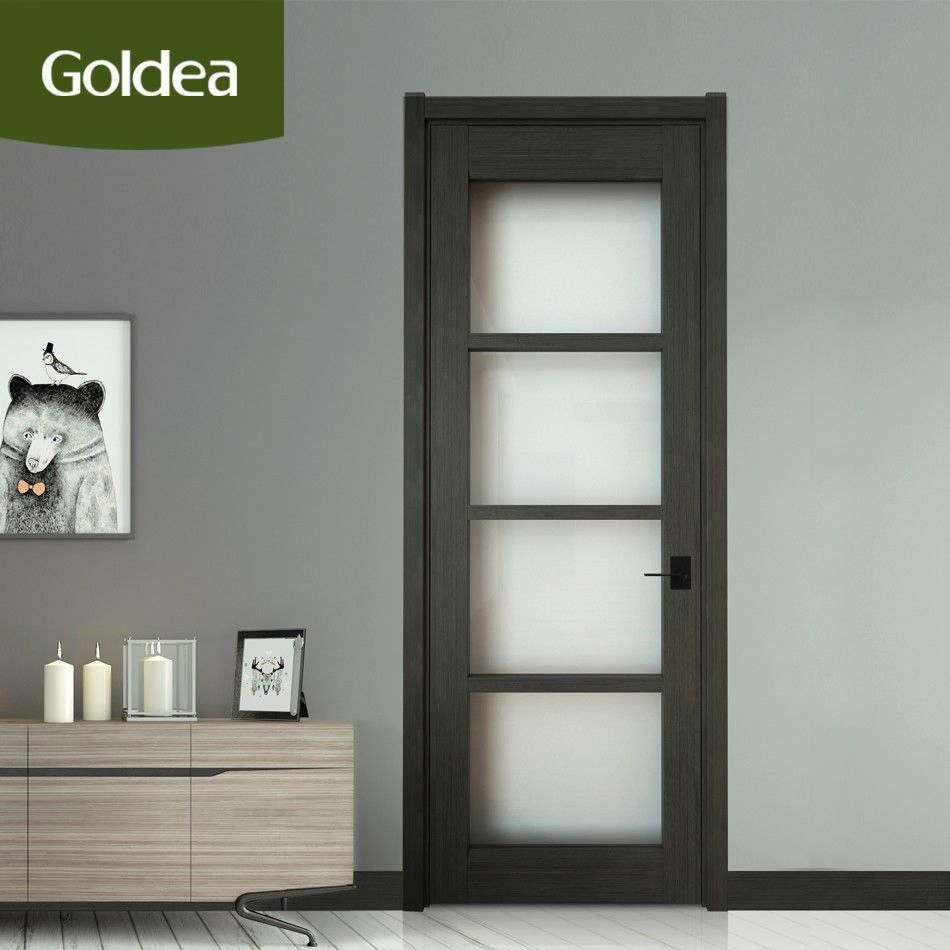Goldea 39 Anos Preço de Fábrica por Atacado Design Moderno Porta de Madeira MDF PVC Personalizada para Projeto Casa Vila Apartamento Residencial Escritório
